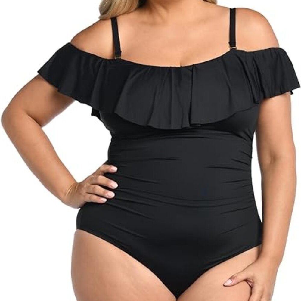 *SOLD* Black Off Shoulder Swimsuit